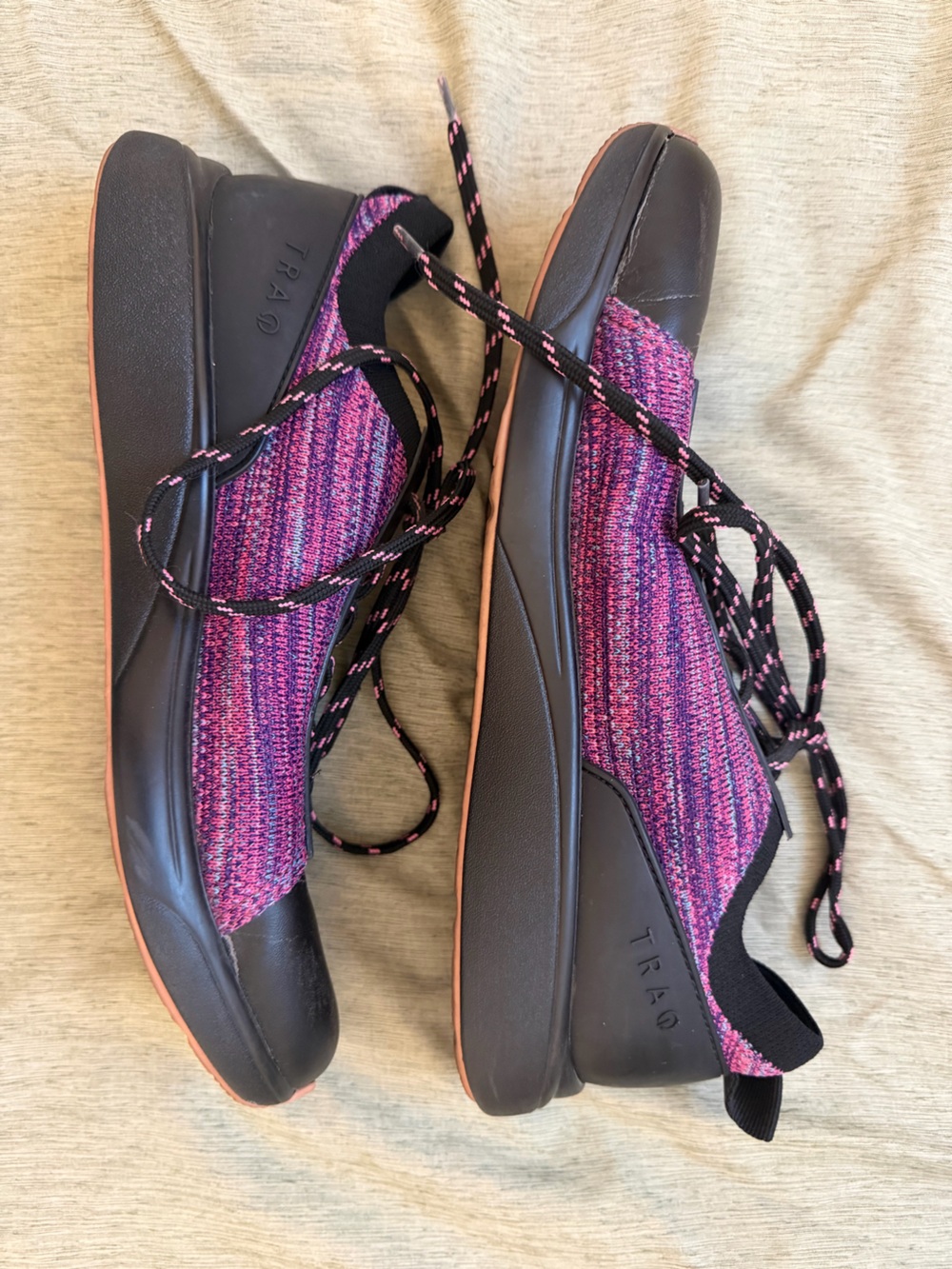 Alegria Women's Pink and Black Knit Lace-Up TRAQ Sneakers
